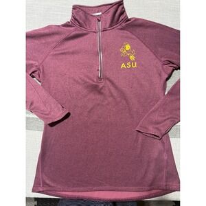 ASU Sun Devils Womens Medium Maroon Quarter Zip Pullover Sparky Logo Athleisure